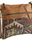 OHLAY KB202 Cross Body Upcycled Wool Upcycled Canvas Embossed Genuine Leather women bag western handbag purse