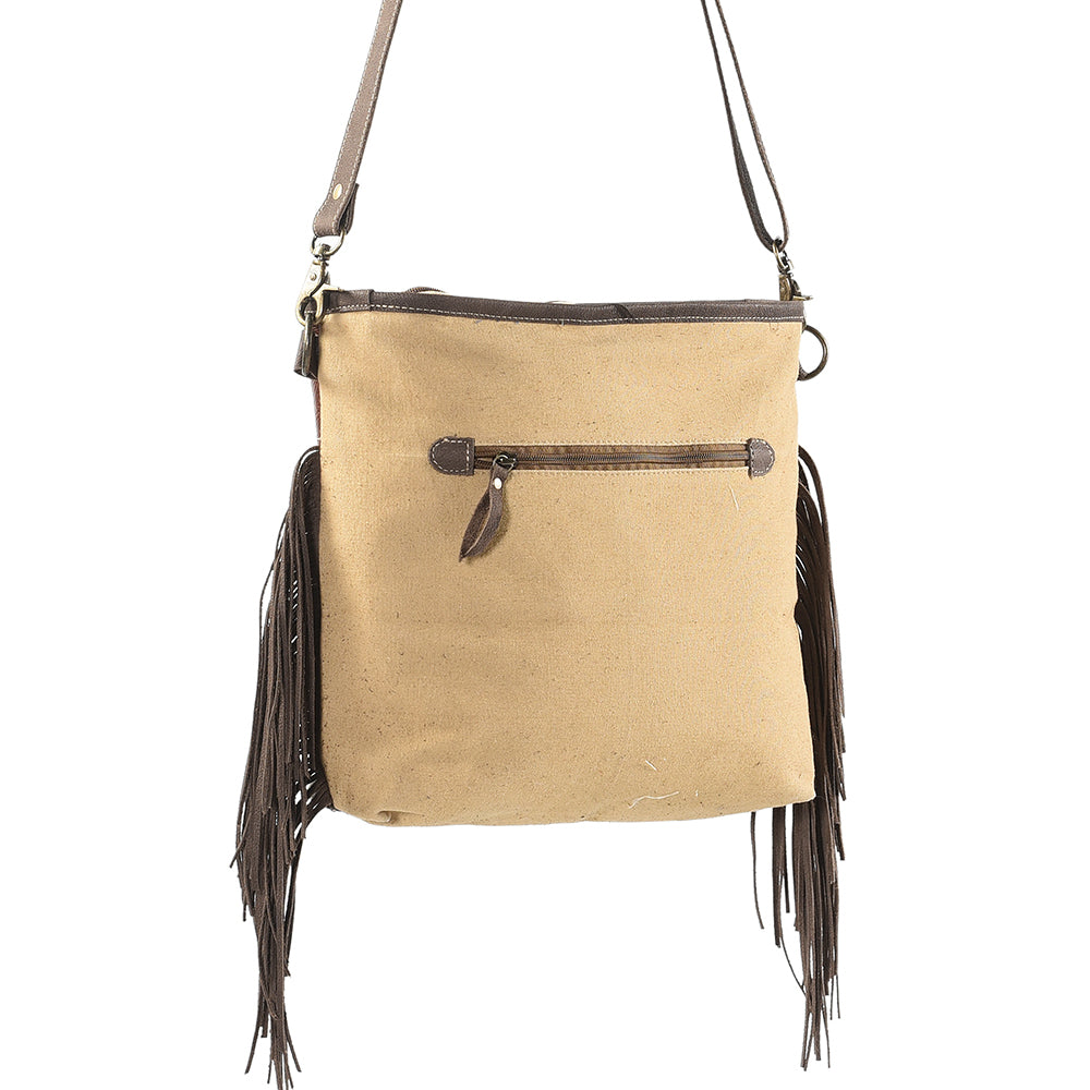 OHLAY KB208 Cross Body Upcycled Wool Upcycled Canvas Embossed Genuine Leather women bag western handbag purse