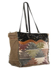 OHLAY KB233 TOTE Upcycled Wool Upcycled Canvas Embossed Hair-on Genuine Leather women bag western handbag purse