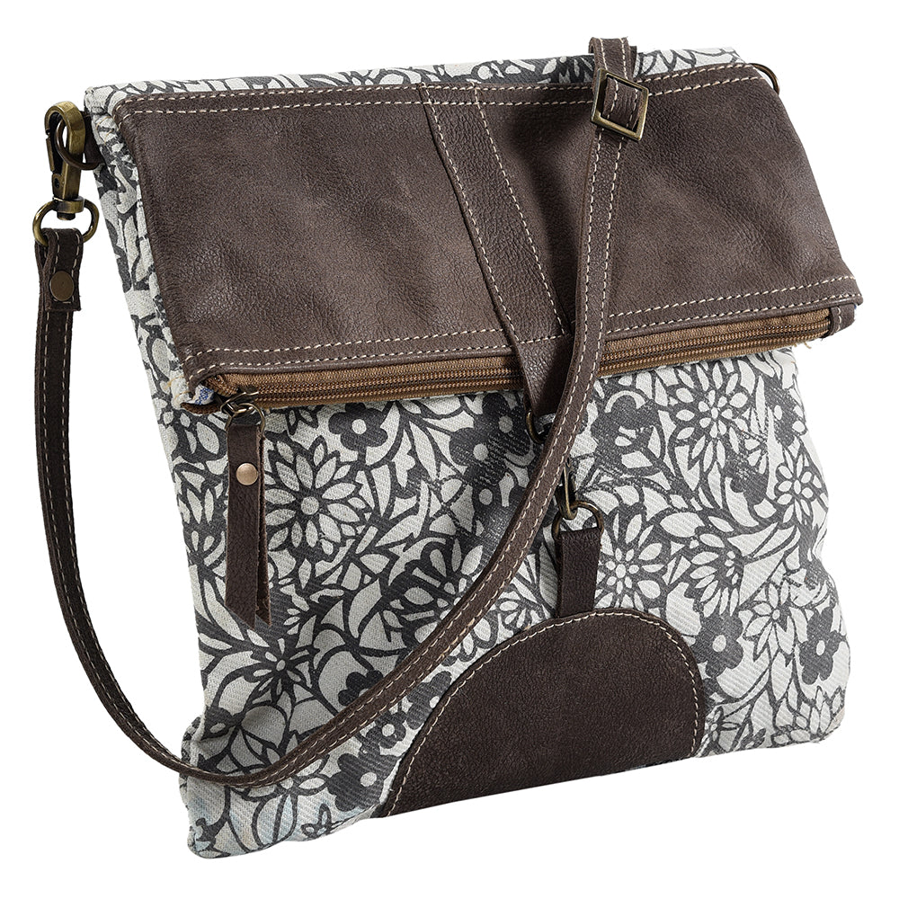 OHLAY KB243 Cross Body Upcycled Canvas Genuine Leather women bag western handbag purse