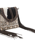 OHLAY MESSENGER Upcycled Wool Upcycled Canvas Hair-on Genuine Leather women bag western handbag purse