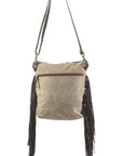 OHLAY KB260 Cross Body Upcycled Wool Upcycled Canvas Hair-On Genuine Leather women bag western handbag purse
