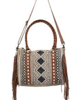 Upcycled Wool and Leather Tote Bag With Western Style