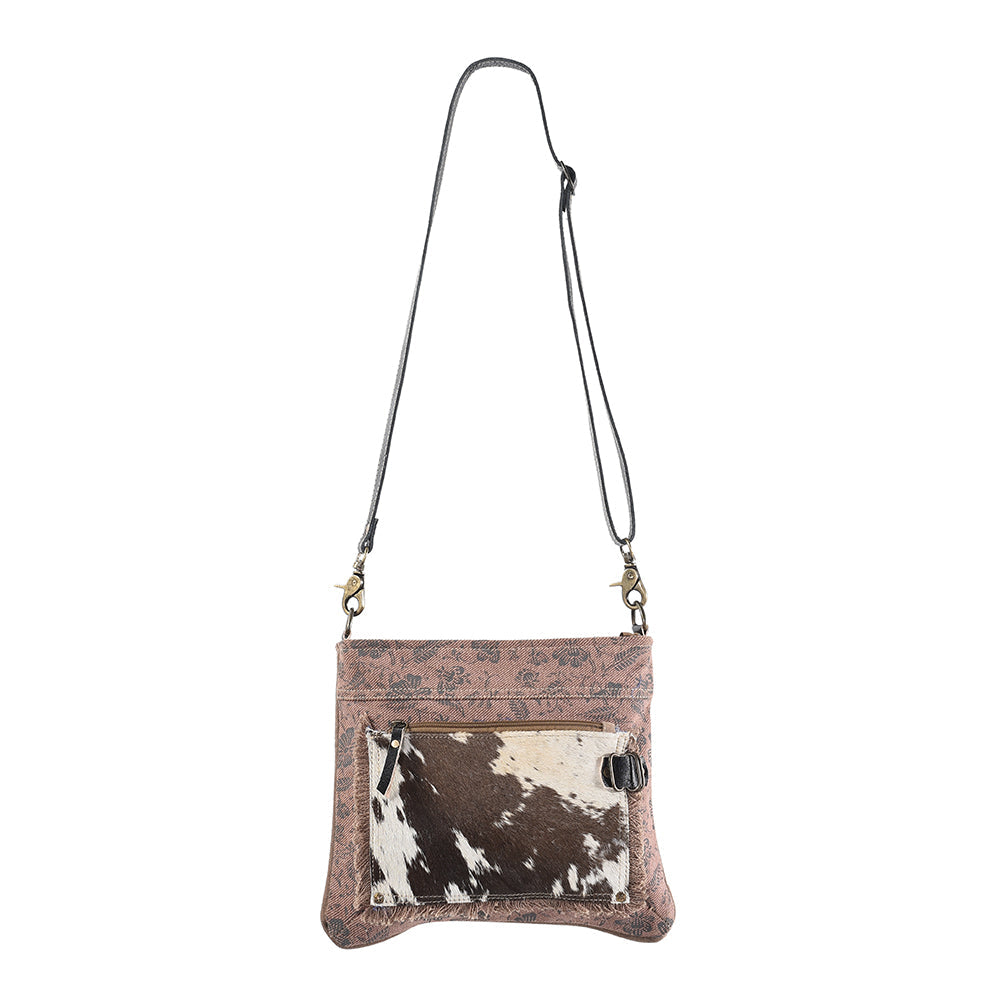 OHLAY KB263 Cross Body Upcycled Canvas Hair-On Genuine Leather women bag western handbag purse