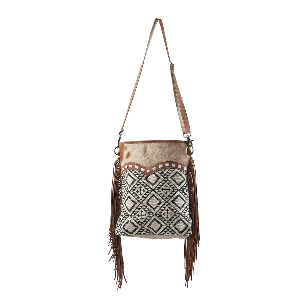 OHLAY MESSENGER Upcycled Wool Upcycled Canvas Hair-on Genuine Leather women bag western handbag purse