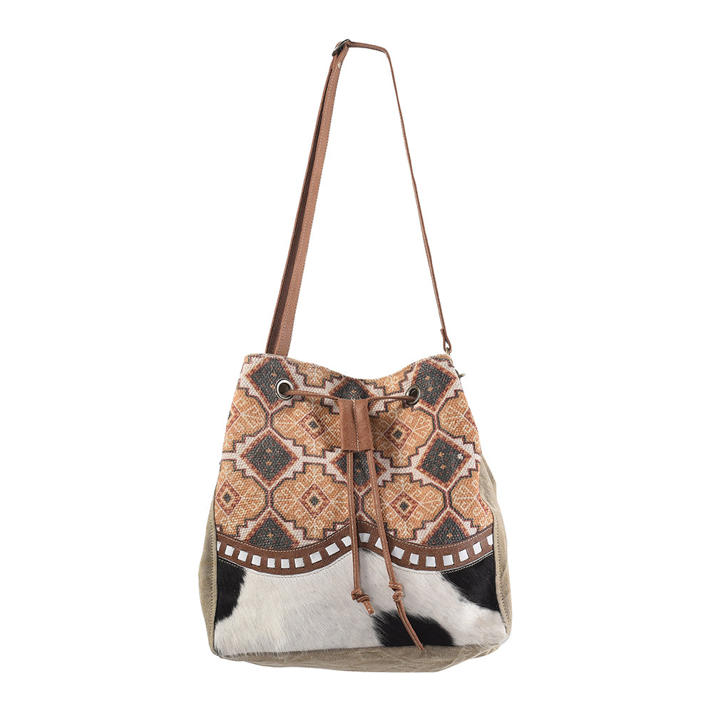 OHLAY KB270 Bucket Upcycled Wool Upcycled Canvas Hair-On Genuine Leather women bag western handbag purse