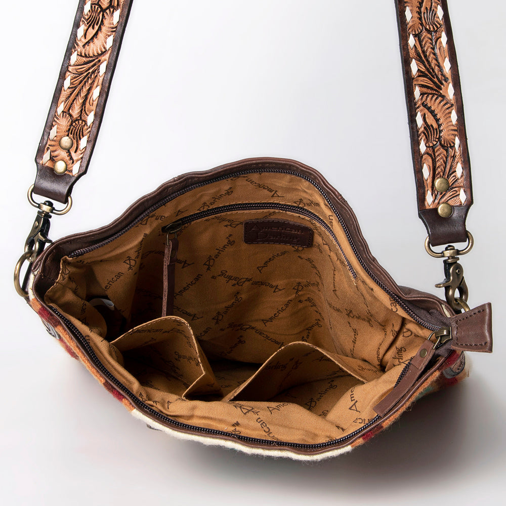 American Darling Messenger Hand Tooled Saddle Blanket Genuine Leather women bag western handbag purse