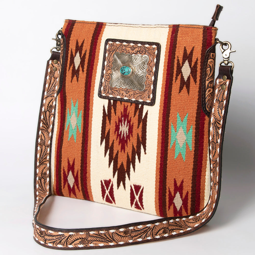 American Darling Messenger Hand Tooled Saddle Blanket Genuine Leather women bag western handbag purse