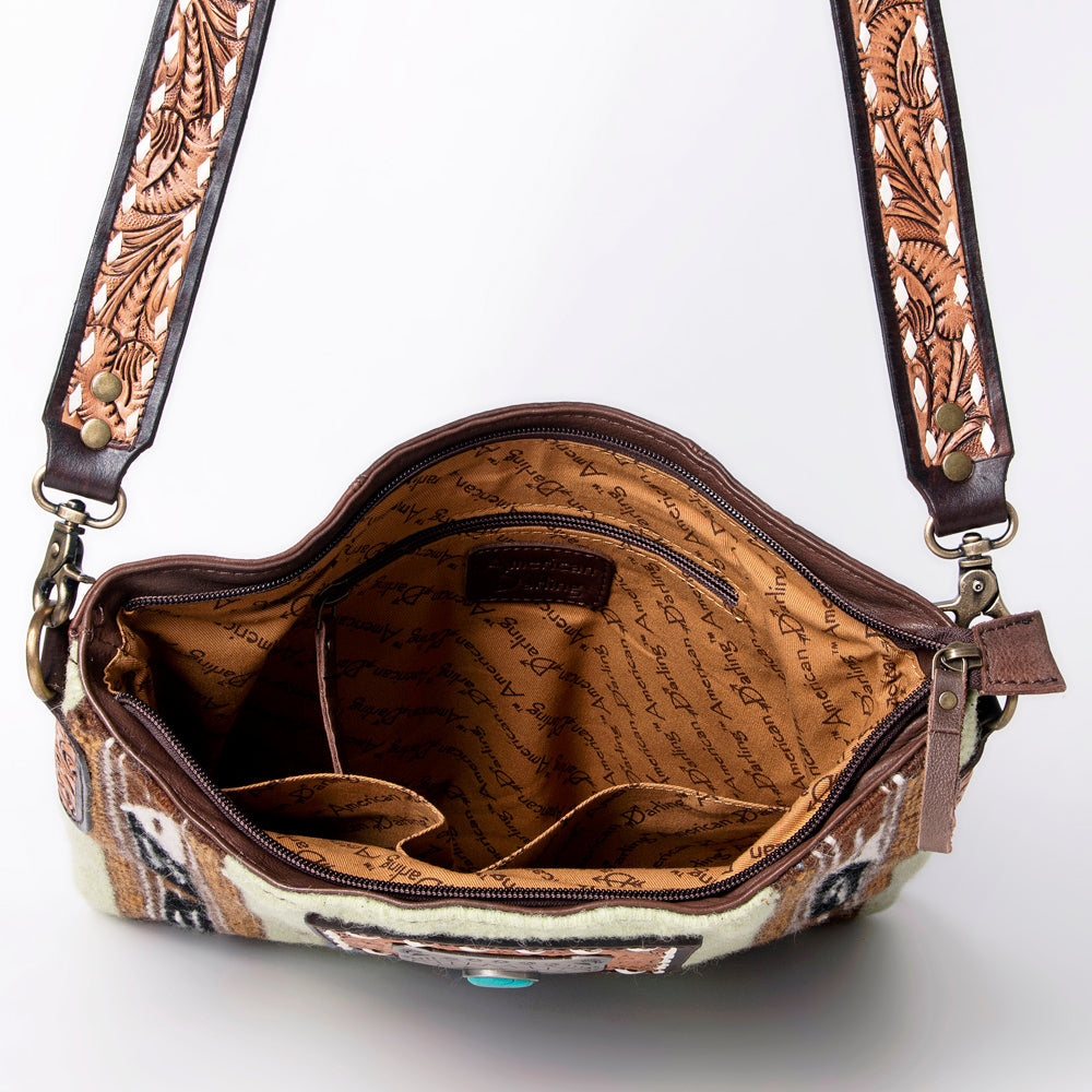 American Darling Messenger Hand Tooled Saddle Blanket Genuine Leather women bag western handbag purse