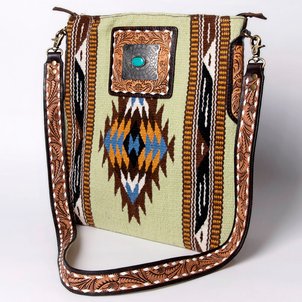 American Darling Messenger Hand Tooled Saddle Blanket Genuine Leather women bag western handbag purse
