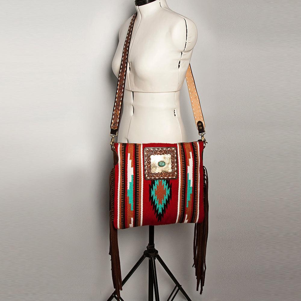 American Darling Large Crossbody Hand Tooled Saddle Blanket Genuine Leather women bag western handbag purse