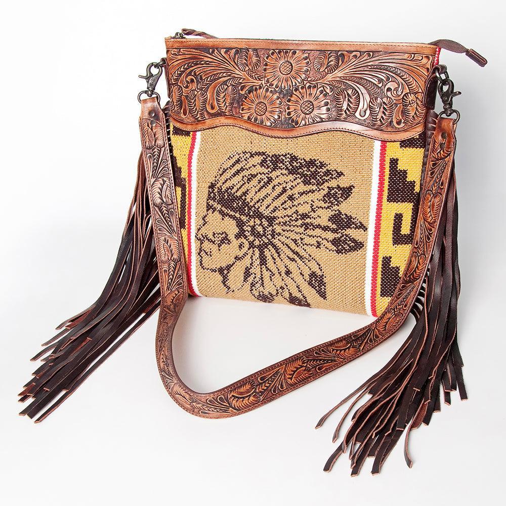 American Darling ADBGZ634 Signature Crossbody Hand Tooled Saddle Blanket Genuine Leather Women Bag Western Handbag Purse