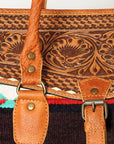 American Darling ADBG516 Duffel Hand Tooled Saddle Blanket Genuine Leather Women Bag Western Handbag Purse