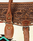 American Darling ADBG516 Duffel Hand Tooled Saddle Blanket Genuine Leather Women Bag Western Handbag Purse