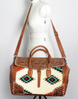 American Darling ADBG516 Duffel Hand Tooled Saddle Blanket Genuine Leather Women Bag Western Handbag Purse
