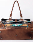 American Darling ADBG516 Duffel Hand Tooled Saddle Blanket Genuine Leather Women Bag Western Handbag Purse
