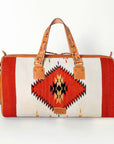 American Darling Duffel Bag for Travel, Hand Tooled Floral Leather & Woven Saddle Blanket, Genuine Western Leather Weekender