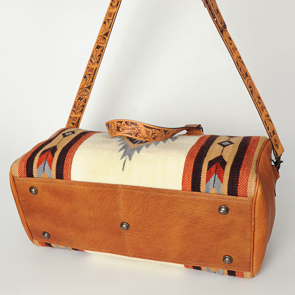 American Darling Duffel Saddle Blanket Genuine Leather Western Women Bag | Handbag Duffle Weekend Travel Bags for