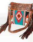American Darling ADBGZ576A Signature Crossbody Hand Tooled Saddle Blanket Genuine Leather women bag western handbag purse