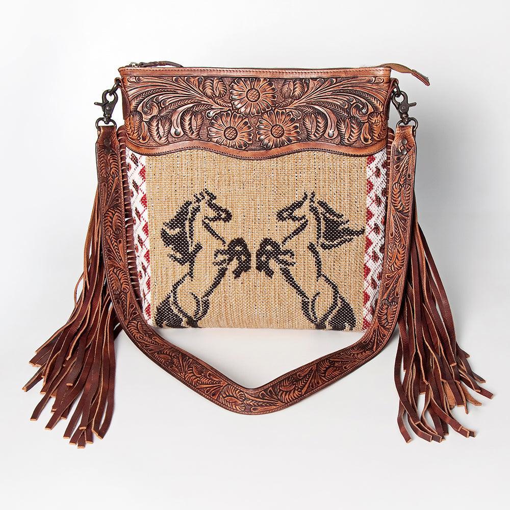 American Darling ADBGZ635 Signature Crossbody Hand Tooled Saddle Blanket Genuine Leather Women Bag Western Handbag Purse