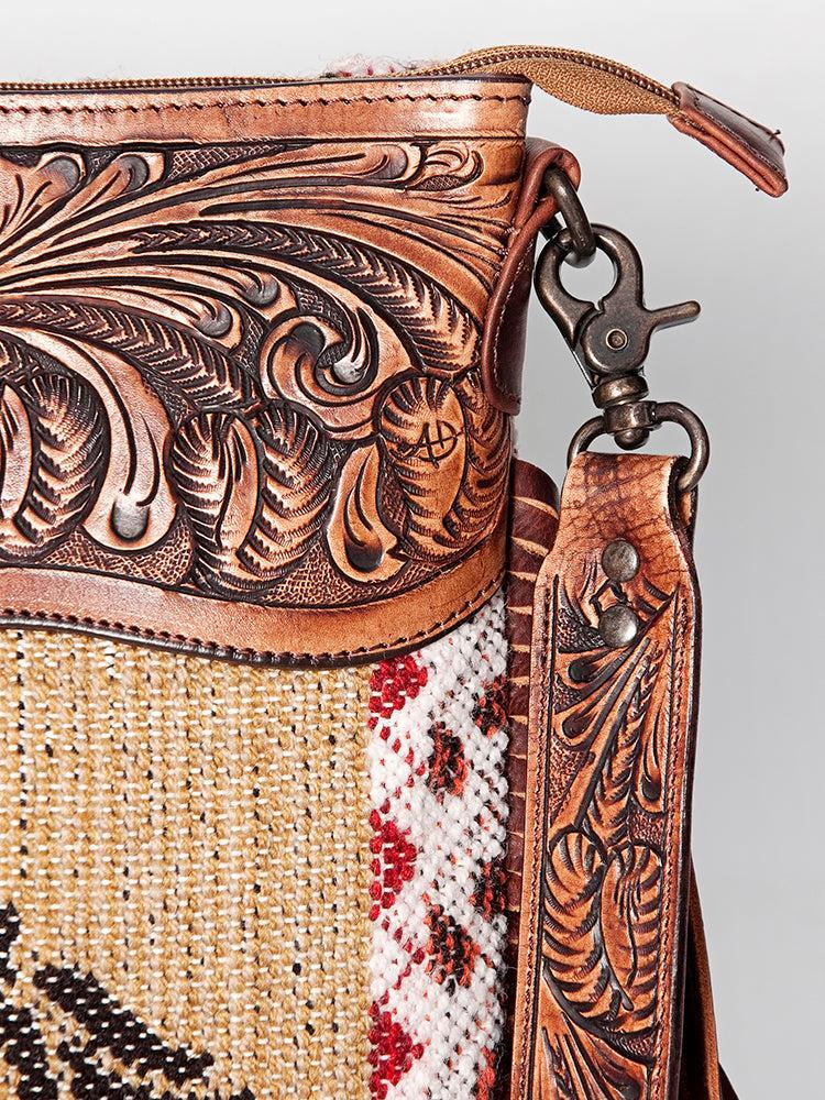 American Darling ADBGZ635 Signature Crossbody Hand Tooled Saddle Blanket Genuine Leather Women Bag Western Handbag Purse