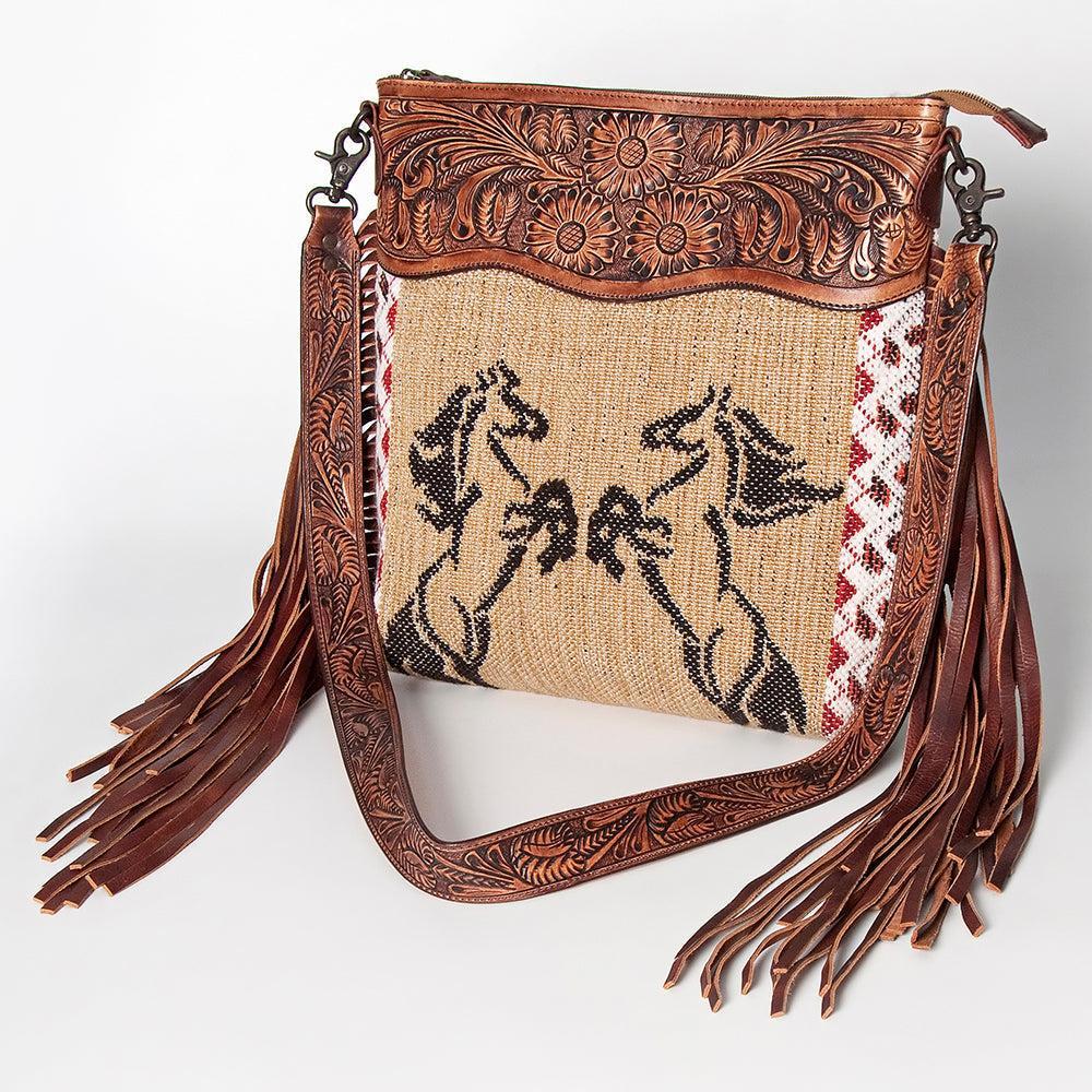 American Darling ADBGZ635 Signature Crossbody Hand Tooled Saddle Blanket Genuine Leather Women Bag Western Handbag Purse