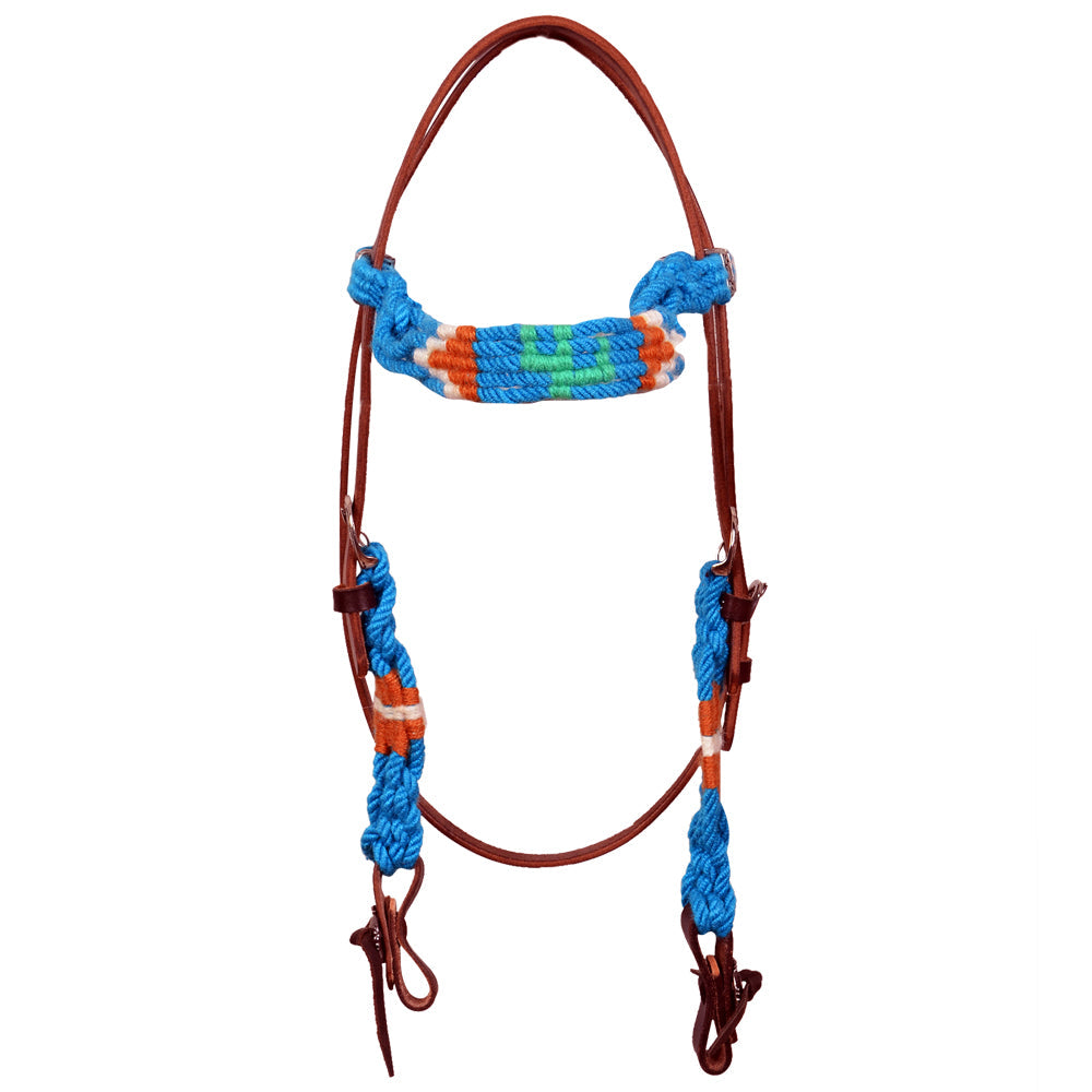 HILASON Cactus Western Wool Breast Collar Headstall Set Tack Set Turquoise &amp; white