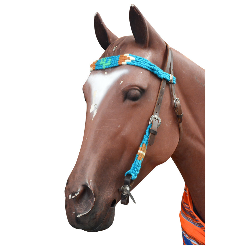 HILASON Cactus Western Wool Breast Collar Headstall Set Tack Set Turquoise &amp; white