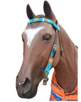 HILASON Sun Western Wool Breast Collar Headstall Set Tack Set Turquoise & Brown