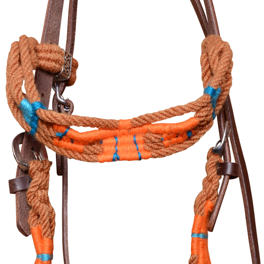 Hilason Cactus Western Wool Hand Tooled Breast Collar Headstall Tack Set Brown/Turquoise