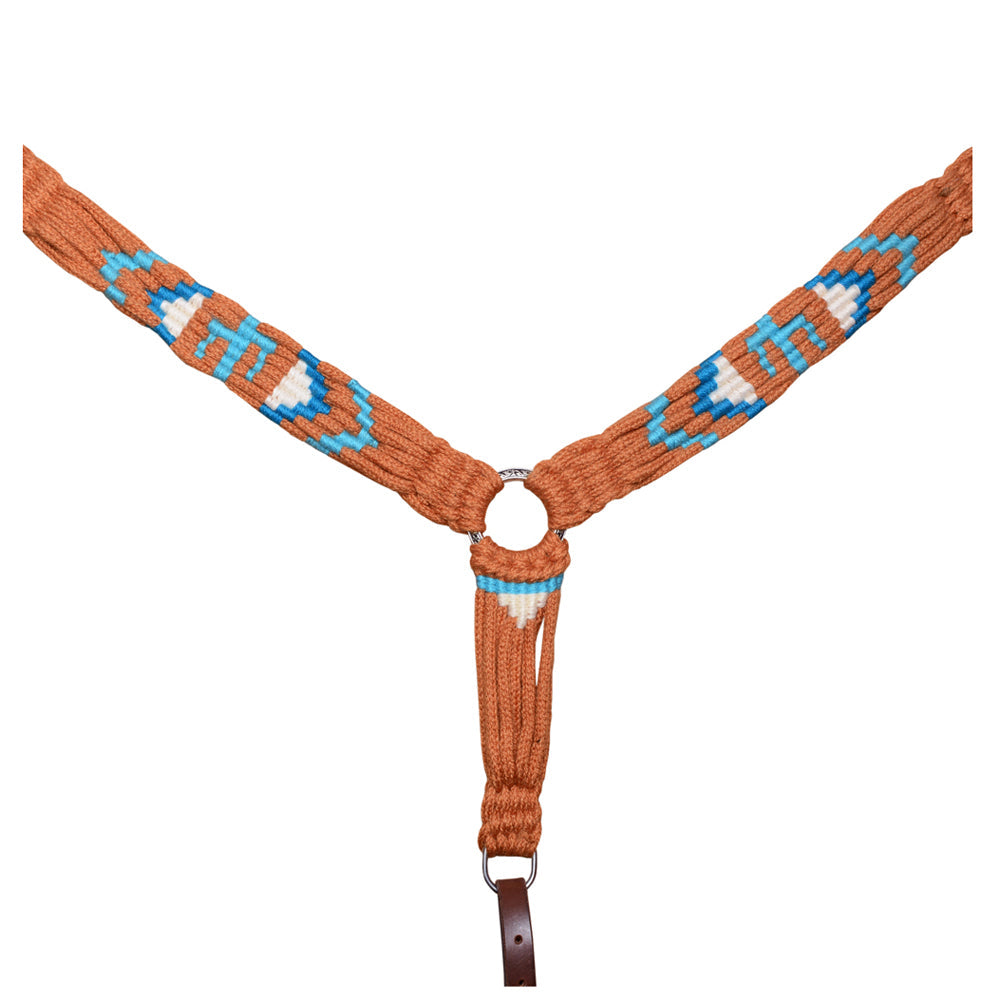 HILASON Cactus Western Wool Breast Collar Headstall Set Tack Set Blue &amp; Brown