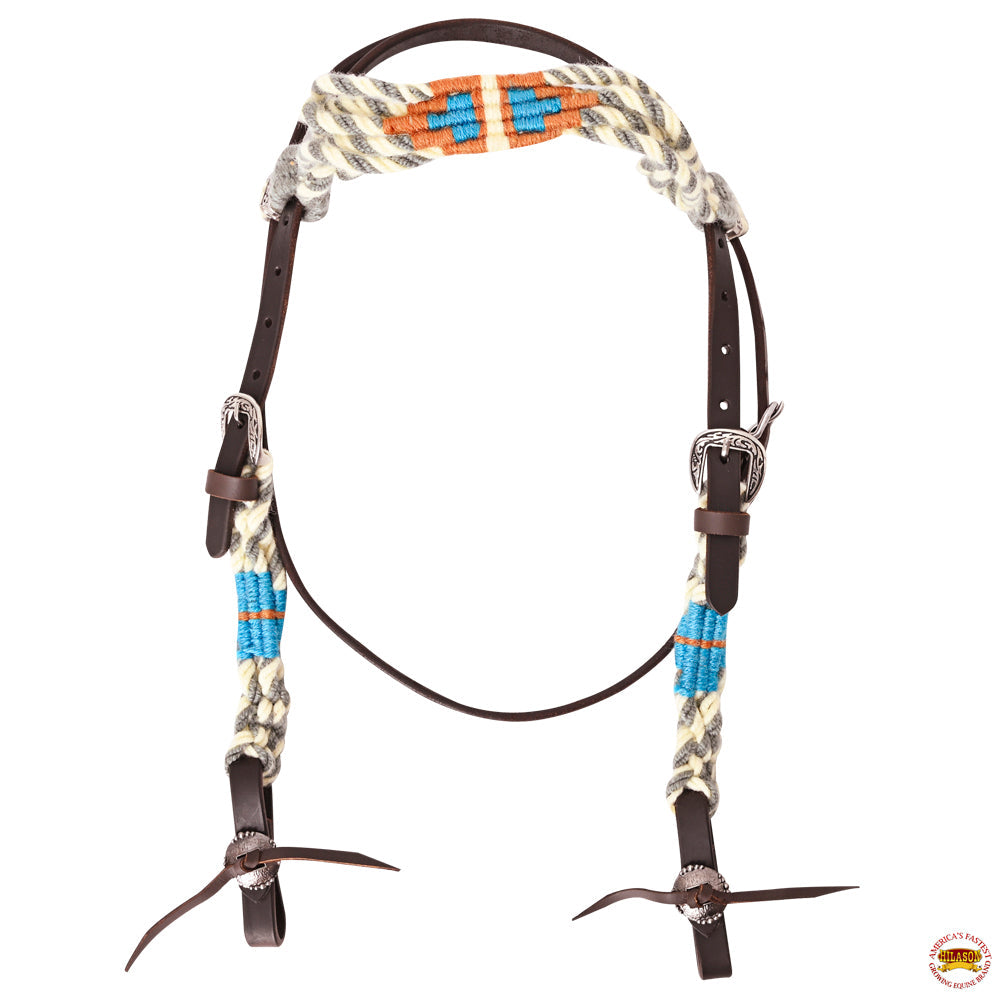 HILASON Western Wool Breast Collar Headstall Set Tack Set Grey &amp; Off White