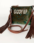 American Darling Western Small Crossbody Bag – Genuine Hair-On Cowhide Leather with Fringes, Adjustable Strap, Handcrafted in Texas