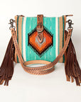 American Darling Hand Tooled Saddle Blanket Genuine Leather Women Bag Western Handbag Purse
