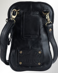 Spaghetti Western Swc205Blk Sling Vintage Handmade Drum Dyed Genuine European Cowhide Leather Women Bag Western Handbag Purse