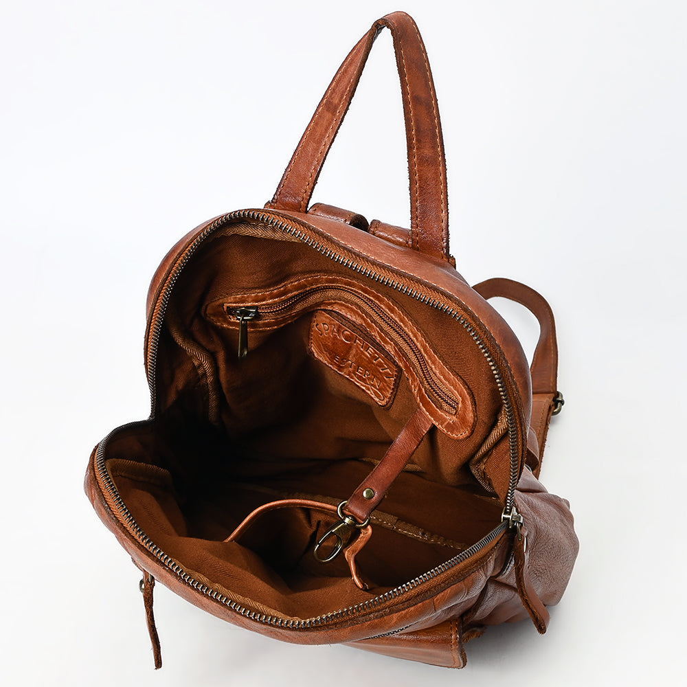 Spaghetti Western Swc211Cg Backpack Vintage Handmade Drum Dyed Genuine European Cowhide Leather Women Bag Western Handbag Purse