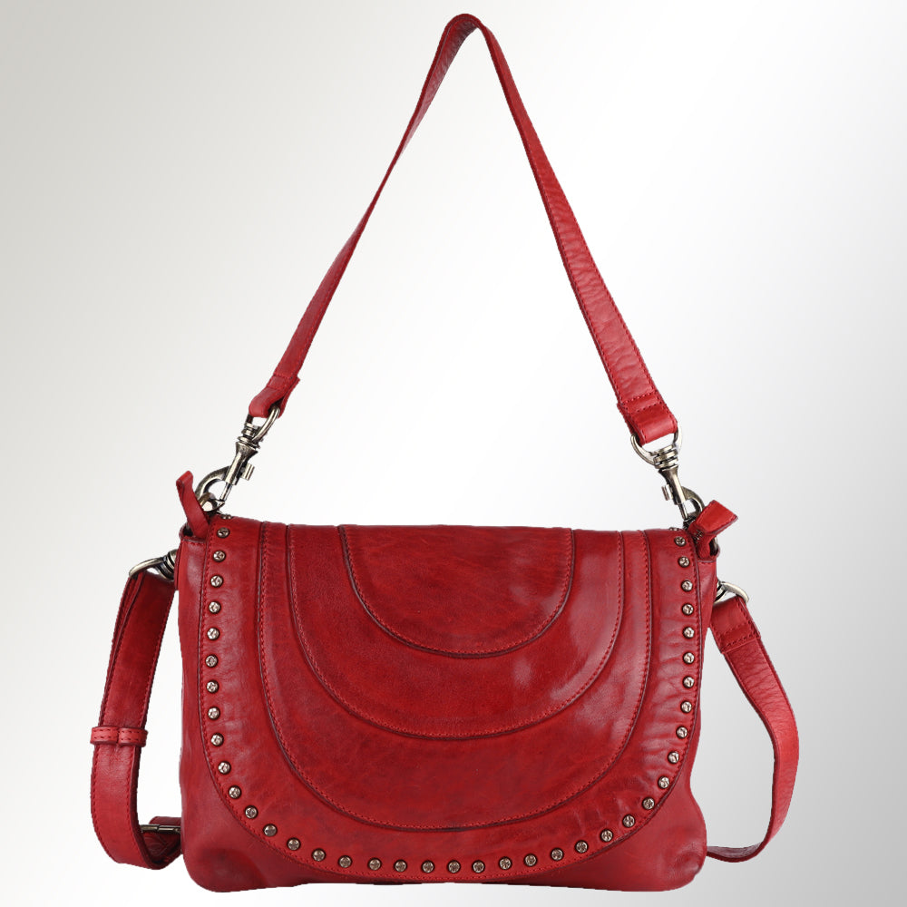 Spaghetti Western Swc174Rd Cross Body I Vintage Handmade Drum Dyed Genuine European Cowhide Leather Women Bag Western Handbag Purse
