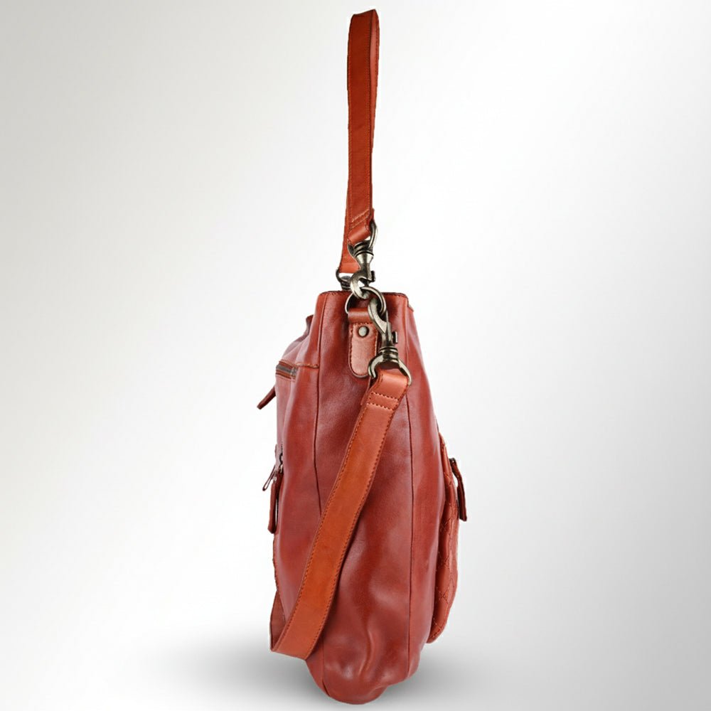 Spaghetti Western Swc180Org Hobo Vintage Handmade Drum Dyed Genuine European Cowhide Leather Women Bag Western Handbag Purse