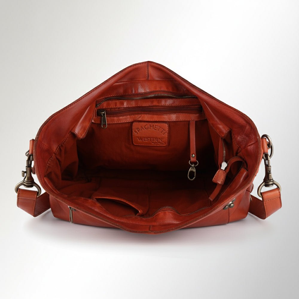 Spaghetti Western Swc180Org Hobo Vintage Handmade Drum Dyed Genuine European Cowhide Leather Women Bag Western Handbag Purse
