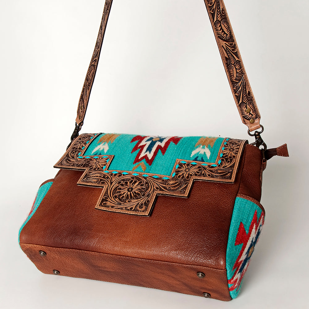 ADBG842D American Darling Hand Tooled Saddle Blanket Genuine Leather Women Bag Western Handbag Purse