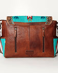 American Darling Messenger Bag Western Leather Hand Tooled Floral Carved Hair-On Cowhide Buckstitched 12in x 16in