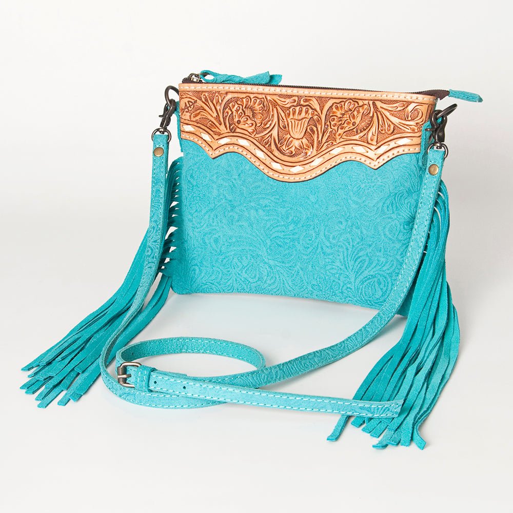 American Darling Western Small Crossbody Bag – Genuine Hair-On Cowhide Leather with Fringes, Adjustable Strap, Handcrafted in Texas