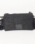 American Darling Small Cross body Bag Western Leather Floral Embossed Damascus Carved Genuine Leather 4.5in x 8in