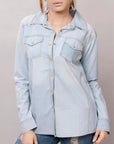 American Darling Leather Hand Tooled Carved Women Denim Shirt Jacket