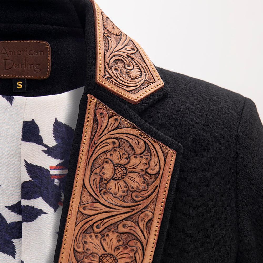 ADBZ011 Genuine leather Hand tooled hand carved Women Blazer dress jacket ladies Girl