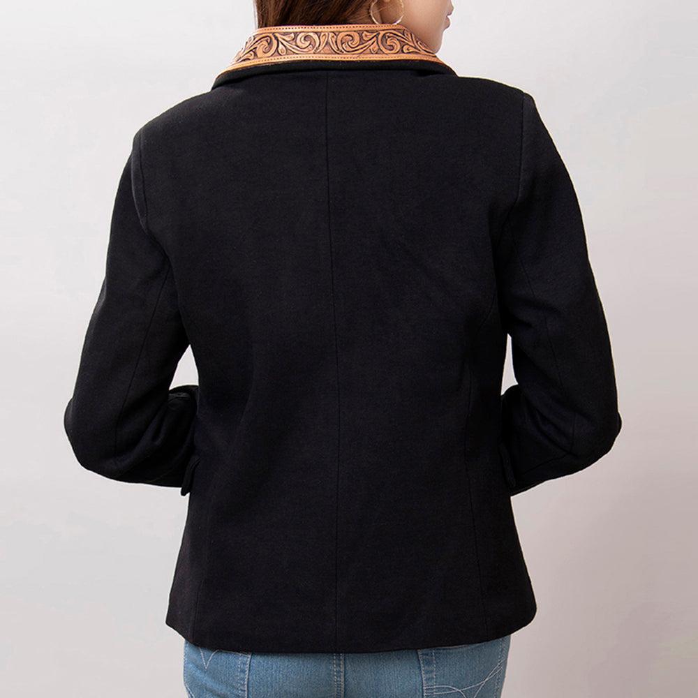 ADBZ013 Genuine leather Hand tooled hand carved Women Blazer dress jacket ladies Girl