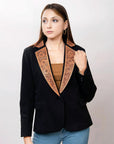 ADBZ013 Genuine leather Hand tooled hand carved Women Blazer dress jacket ladies Girl