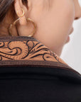 ADBZ014 Genuine leather Hand tooled hand carved Women Blazer dress jacket ladies Girl
