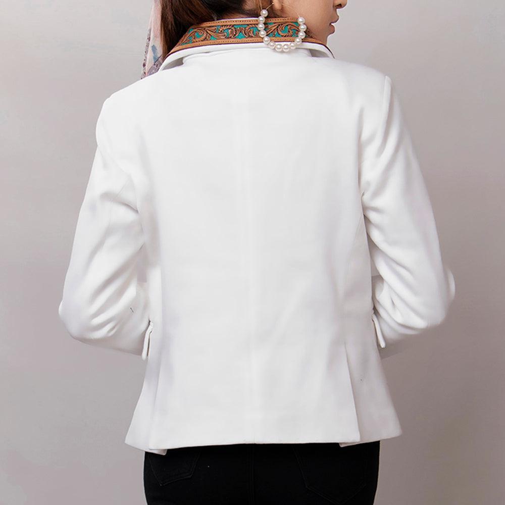 ADBZ016 Genuine leather Hand tooled hand carved Women Blazer dress jacket ladies Girl