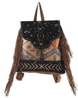 OHLAY KB328 Backpack Upcycled Canvas Hair-On Genuine Leather women bag western handbag purse